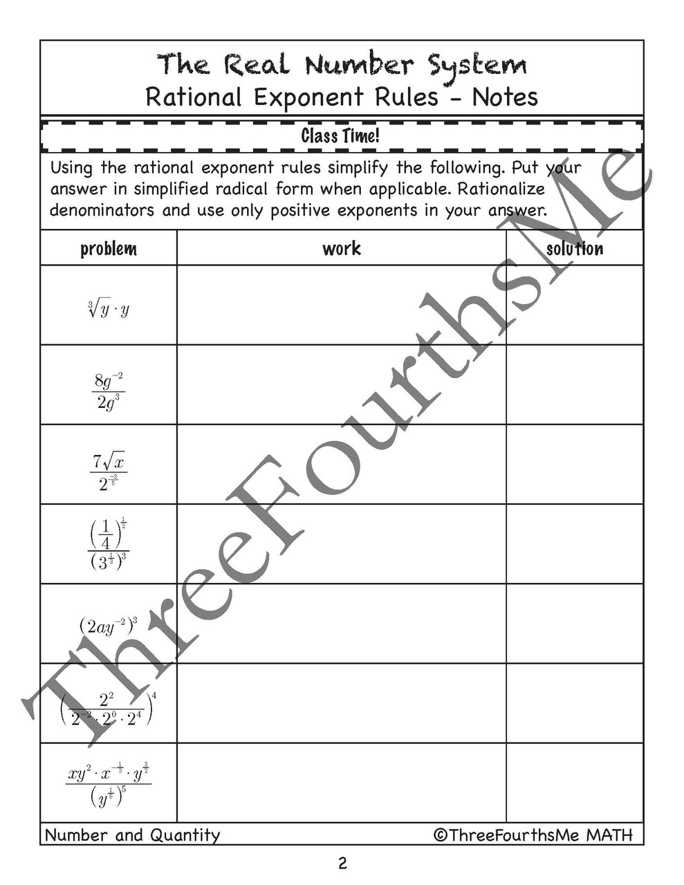 Rational Exponent Rules Notes - Amped Up Learning