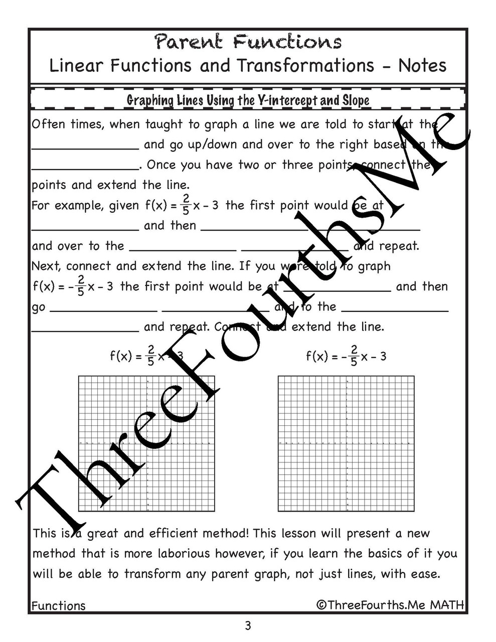 Transformations of Linear Functions Notes* - Amped Up Learning