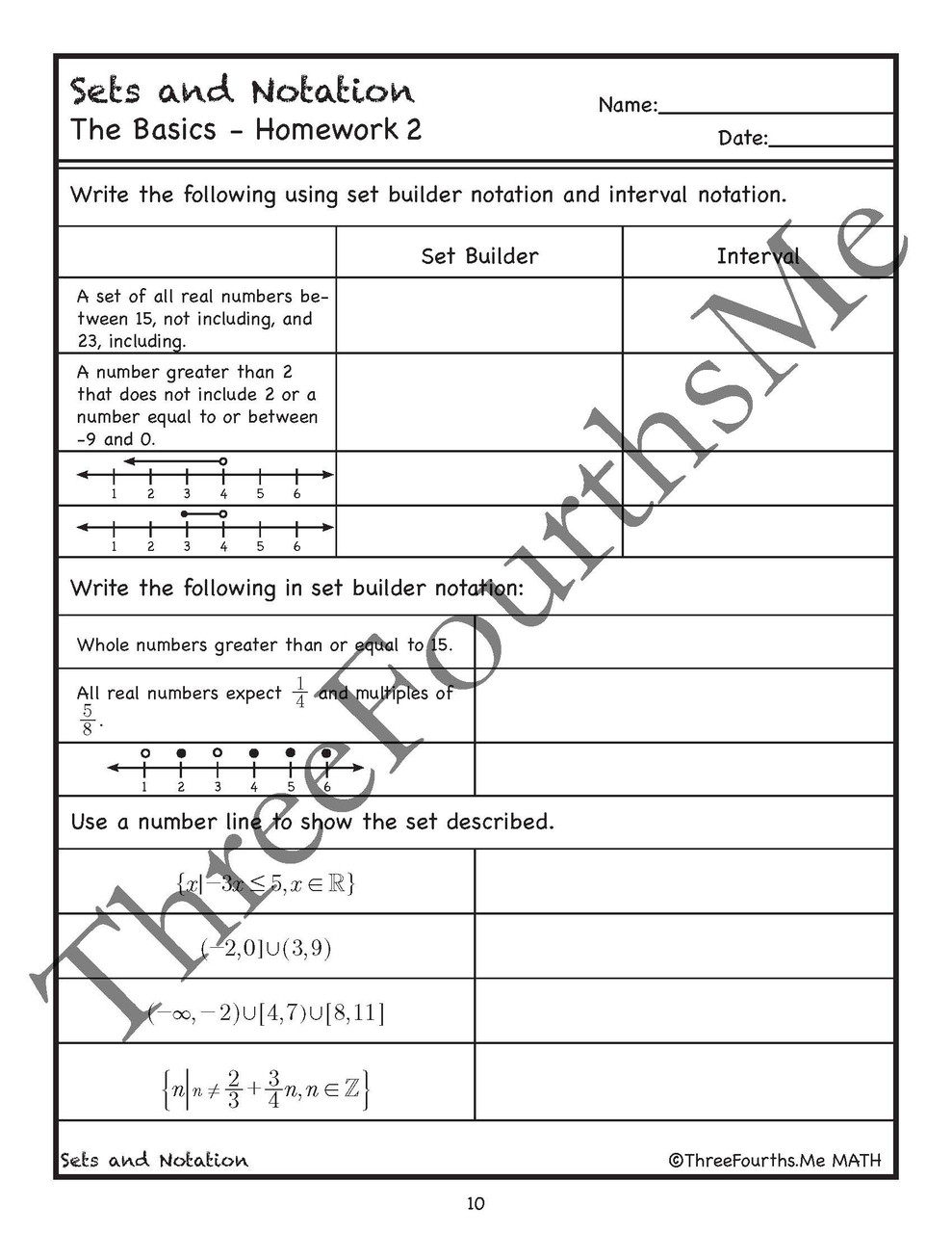 Sets and Notation Notes, Classwork, and Homework - Amped Up Learning