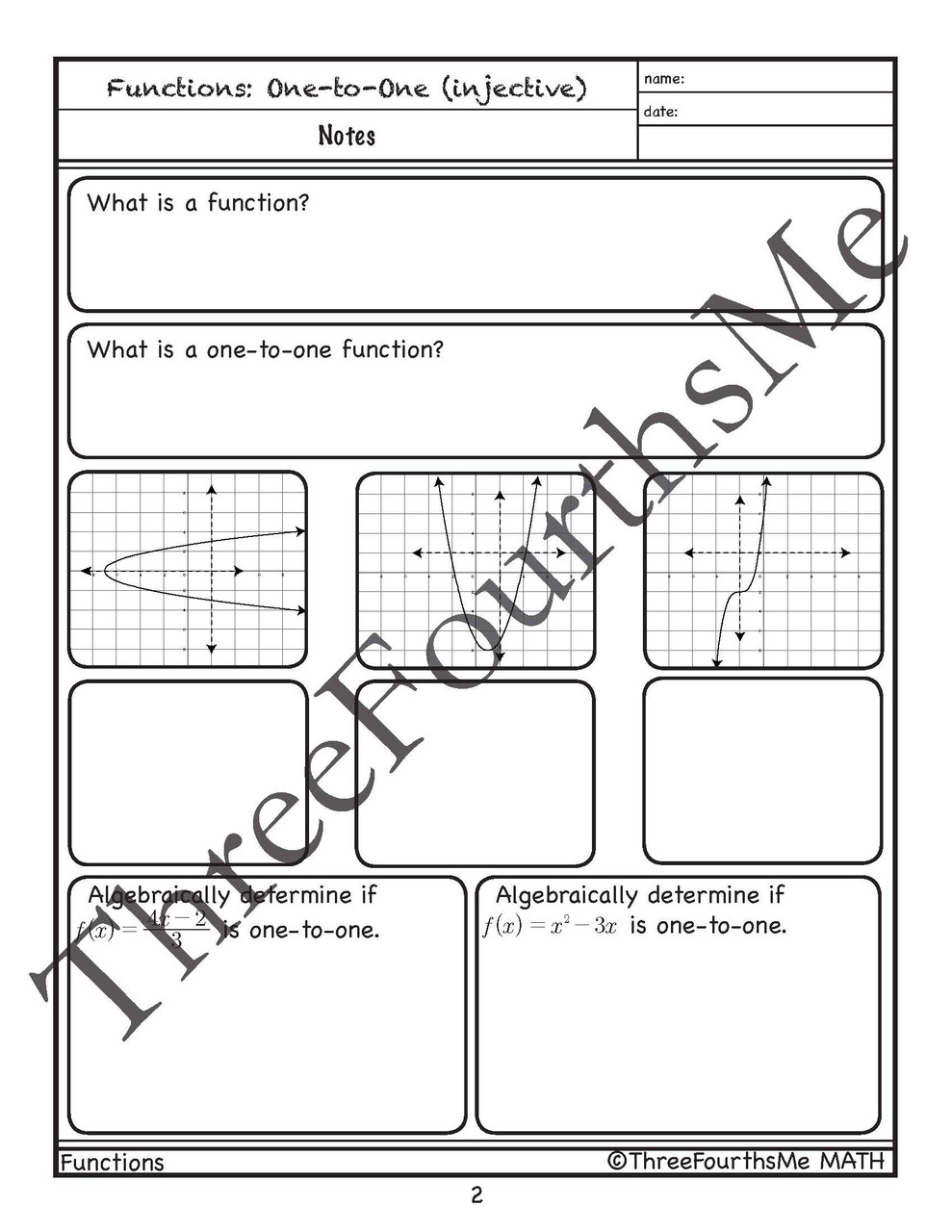 BUNDLE: What's a function?, One-to-One Functions, and Inverse Functions ...