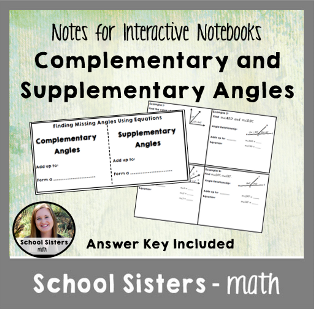 Complementary and Supplementary Angles Notes for Interactive Notebooks