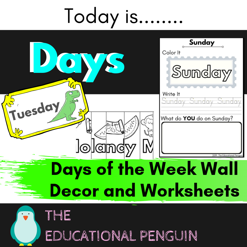 Days Of The Week Worksheet And Wall Decor Bundle Amped Up Learning