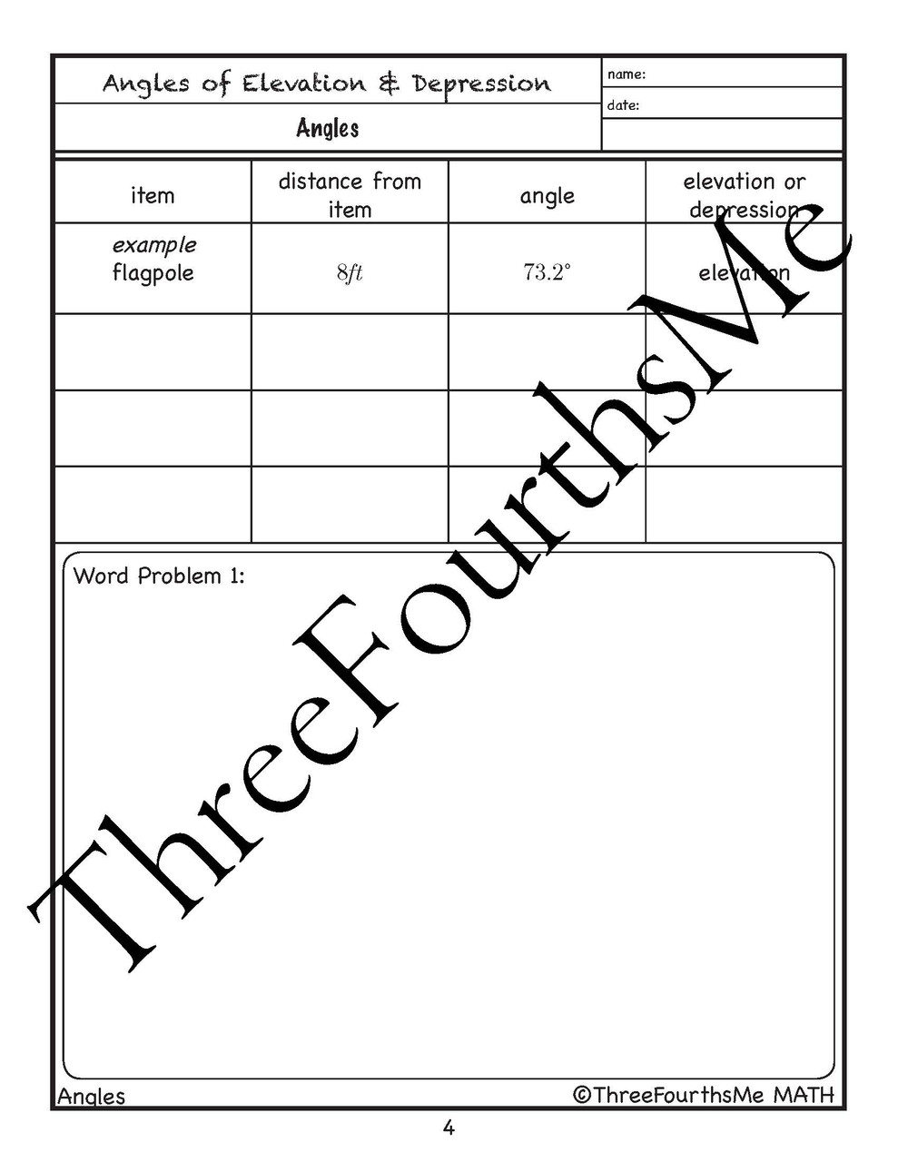 Angle of Elevation and Depression Hands-On Activity