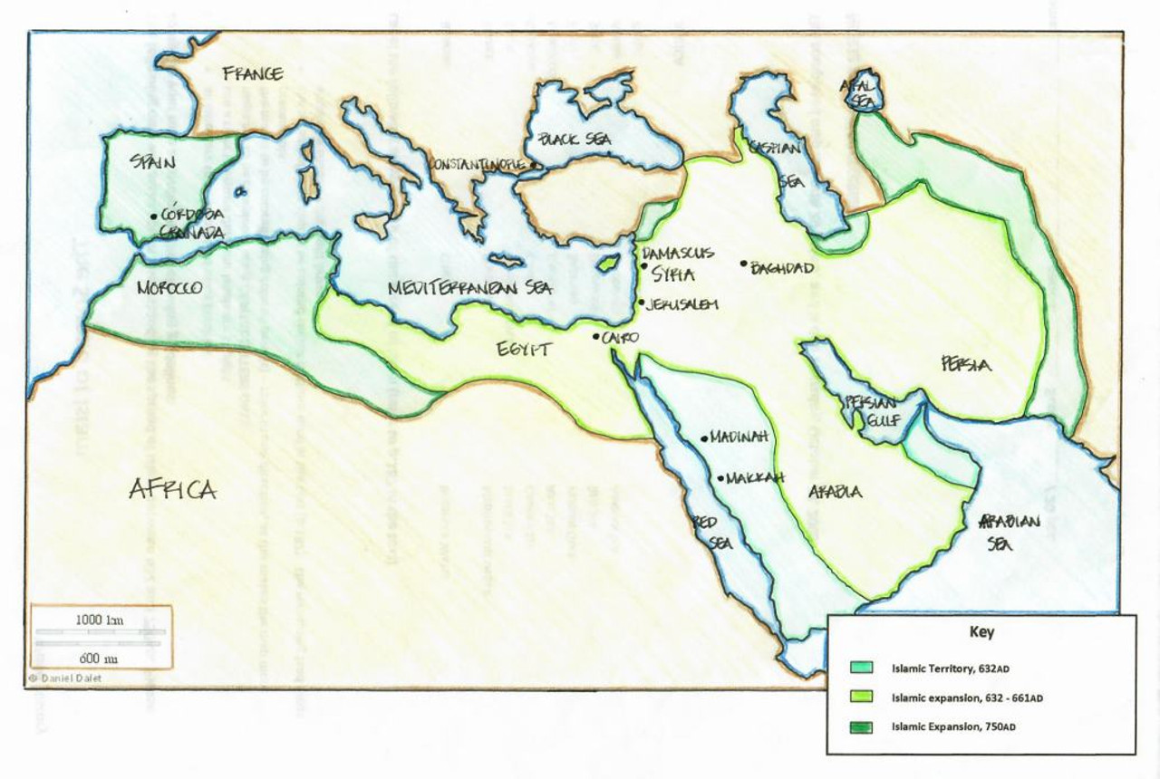 islam map with cities