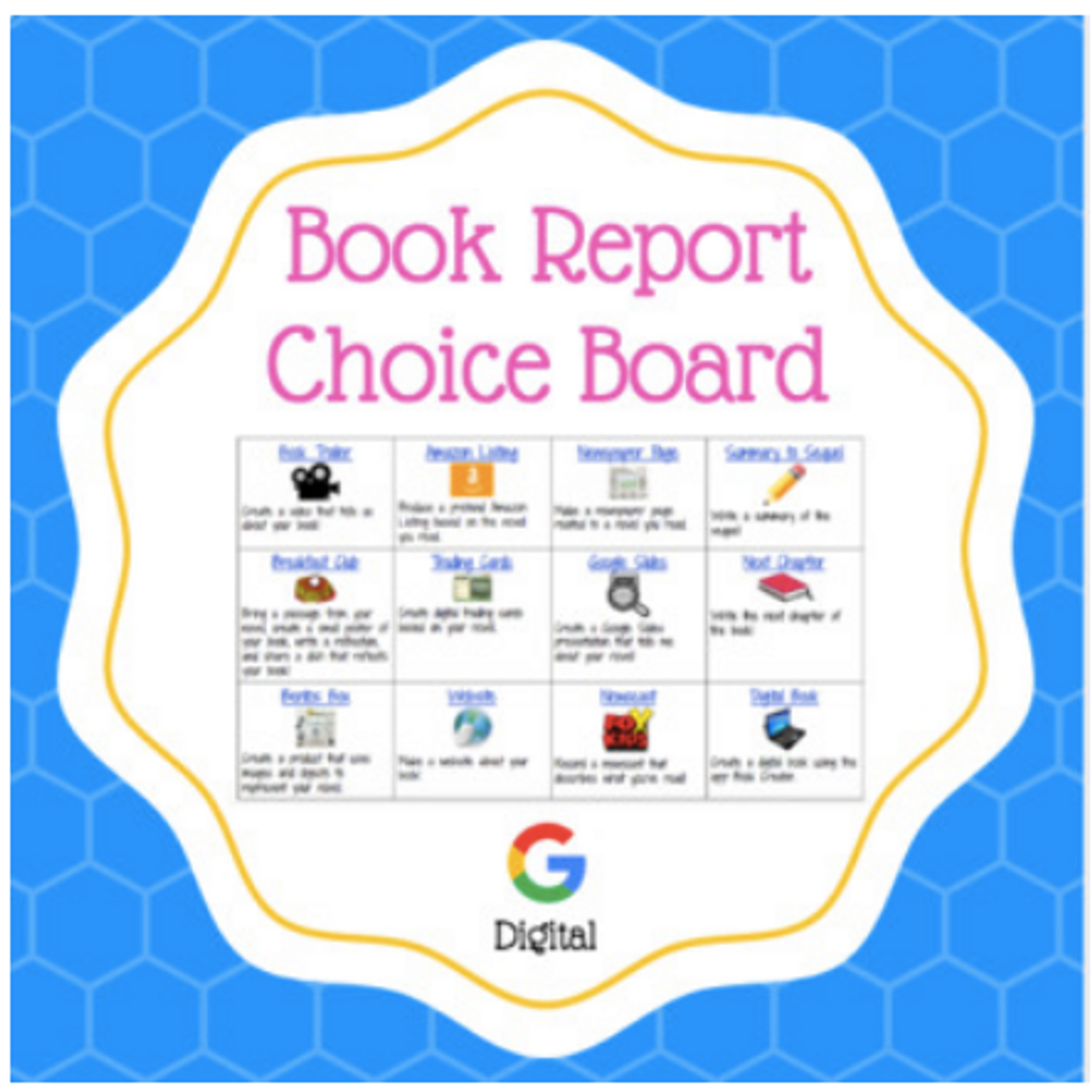 Digital Book Report Choice Board