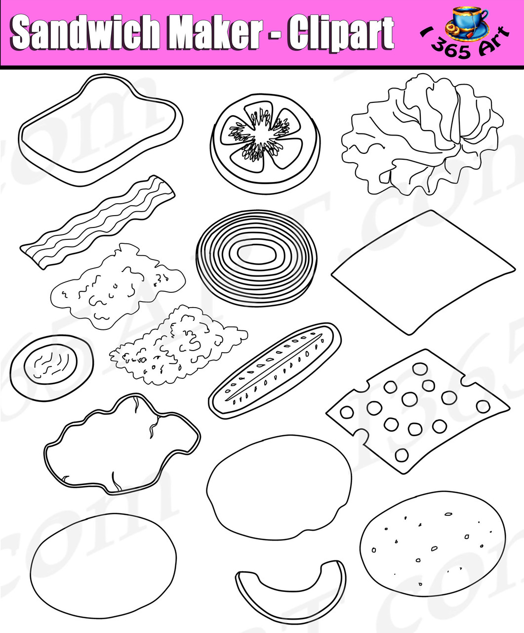 sandwich clipart black and white