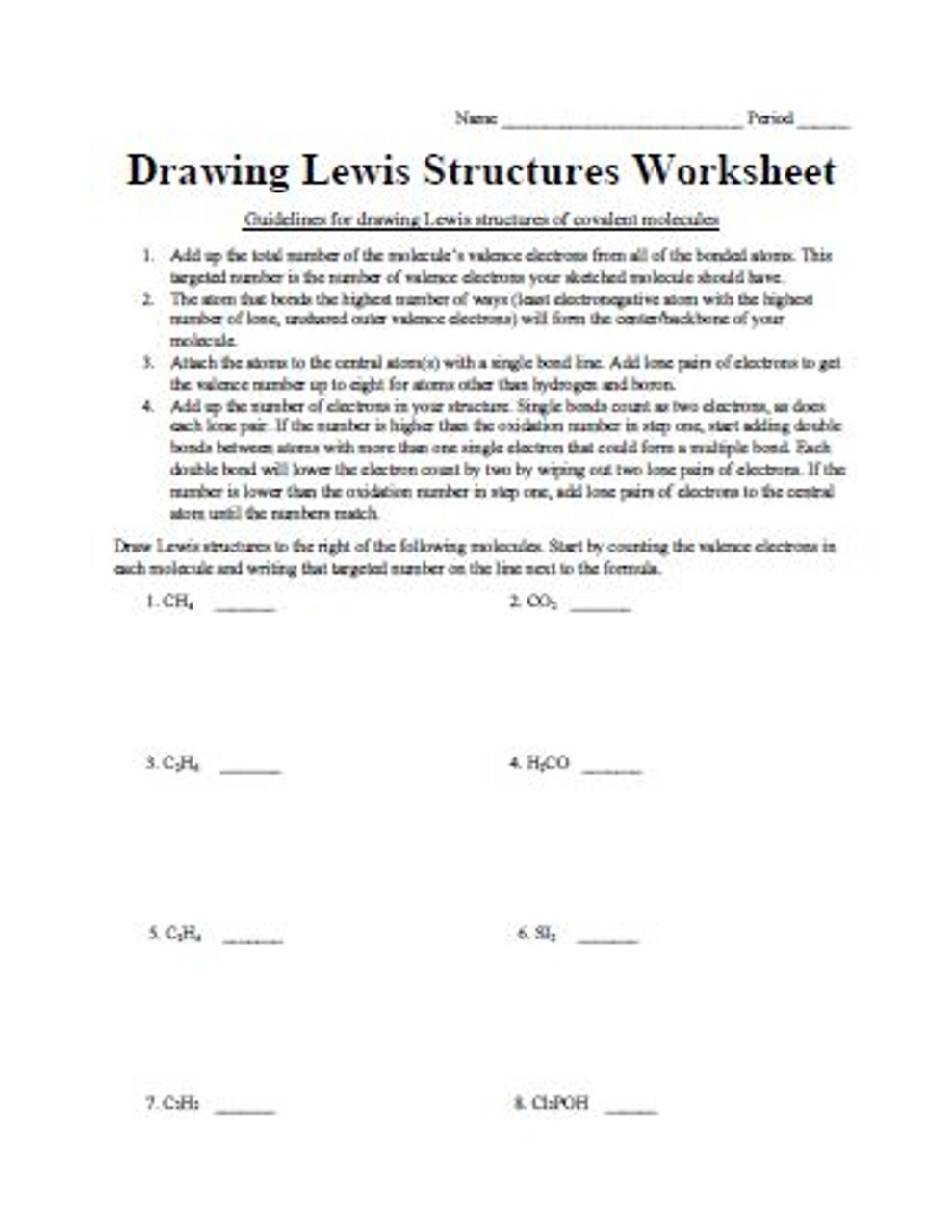 Drawing Lewis Structures Worksheet Amped Up Learning