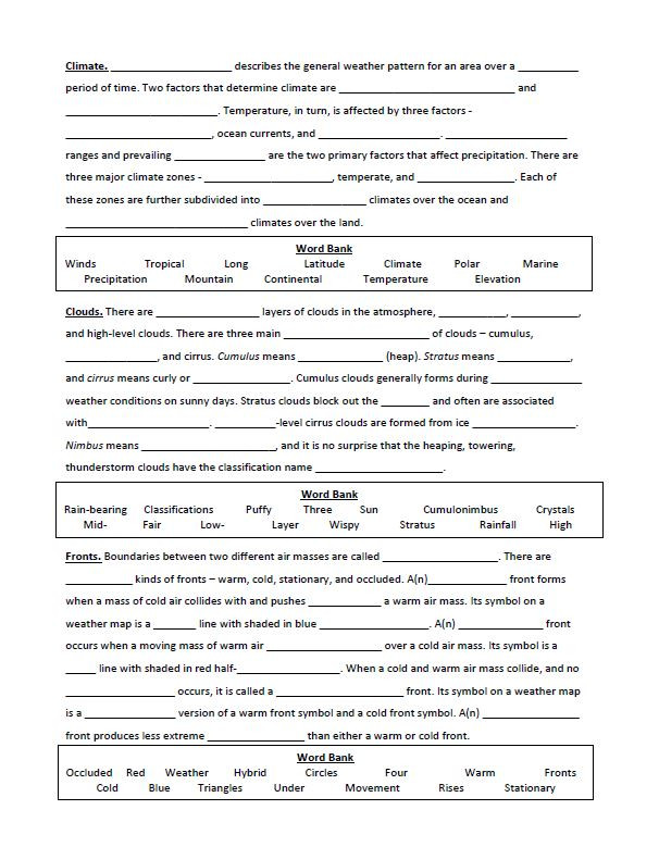 Weather and Atmosphere Study Guide #2 with a Key - Amped Up Learning
