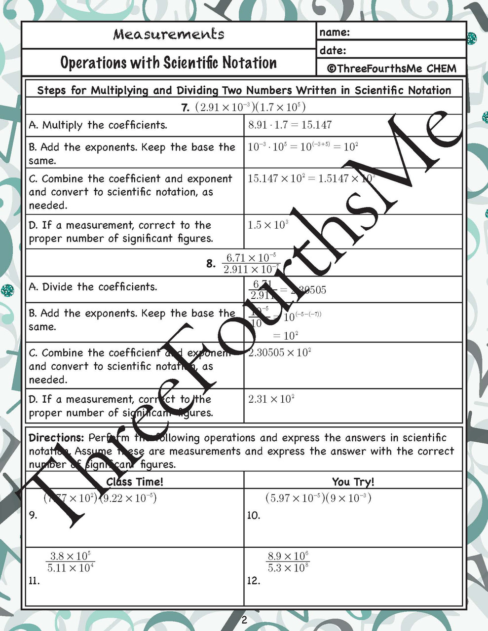 Operations with Scientific Notation Notes - Amped Up Learning