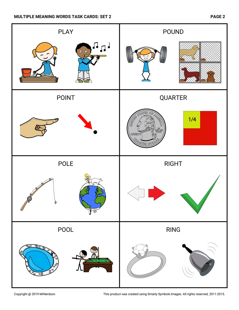 Multiple Meaning Words Task Cards - Set 2