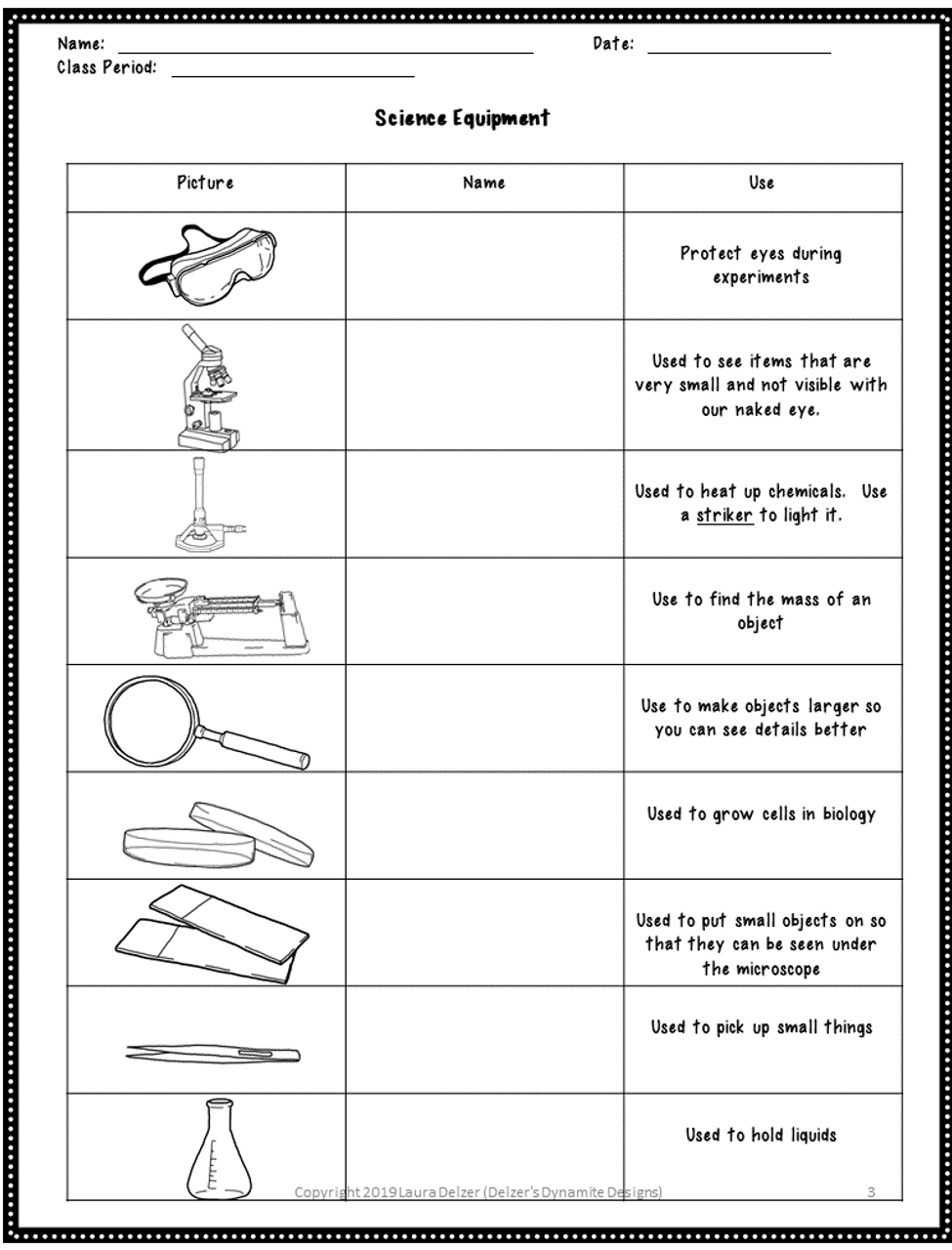 Lab Equipment Identification Worksheets. 36 items! - Amped Up Learning
