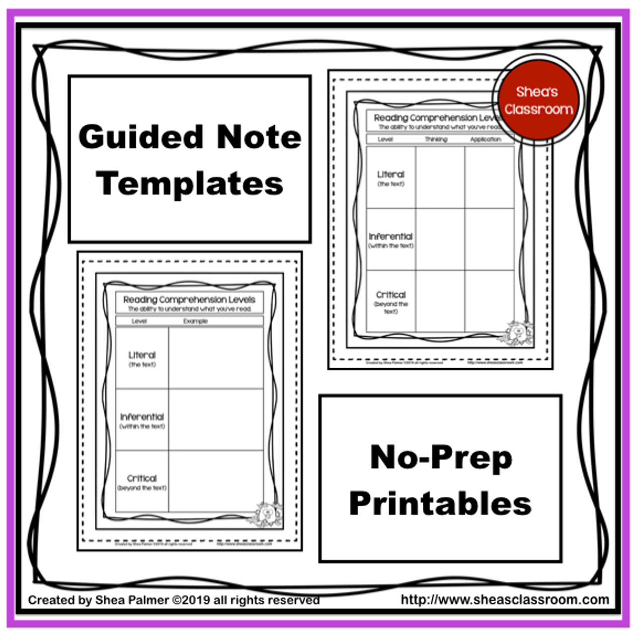 Comprehension Levels Guided Notes Resource Freebie!!!