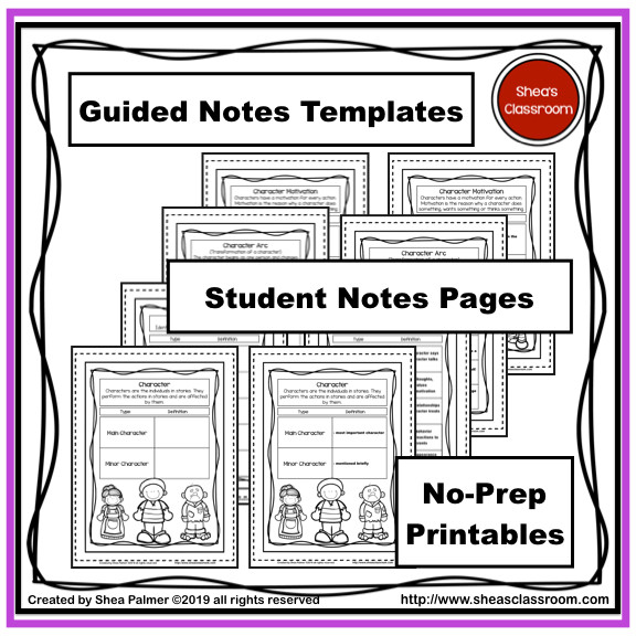 Character Write Notes Character Guided Notes Resource - Amped Up Learning