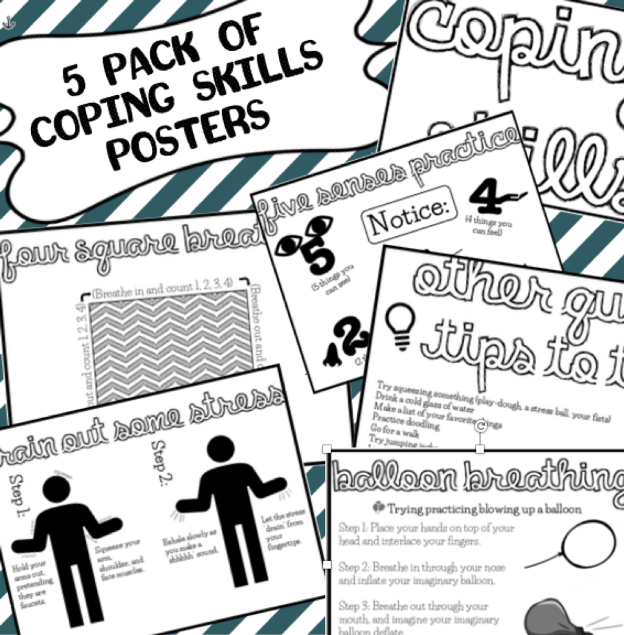 Coping Skills Poster Set (Perfect for the Trauma-Informed School Counselor!)