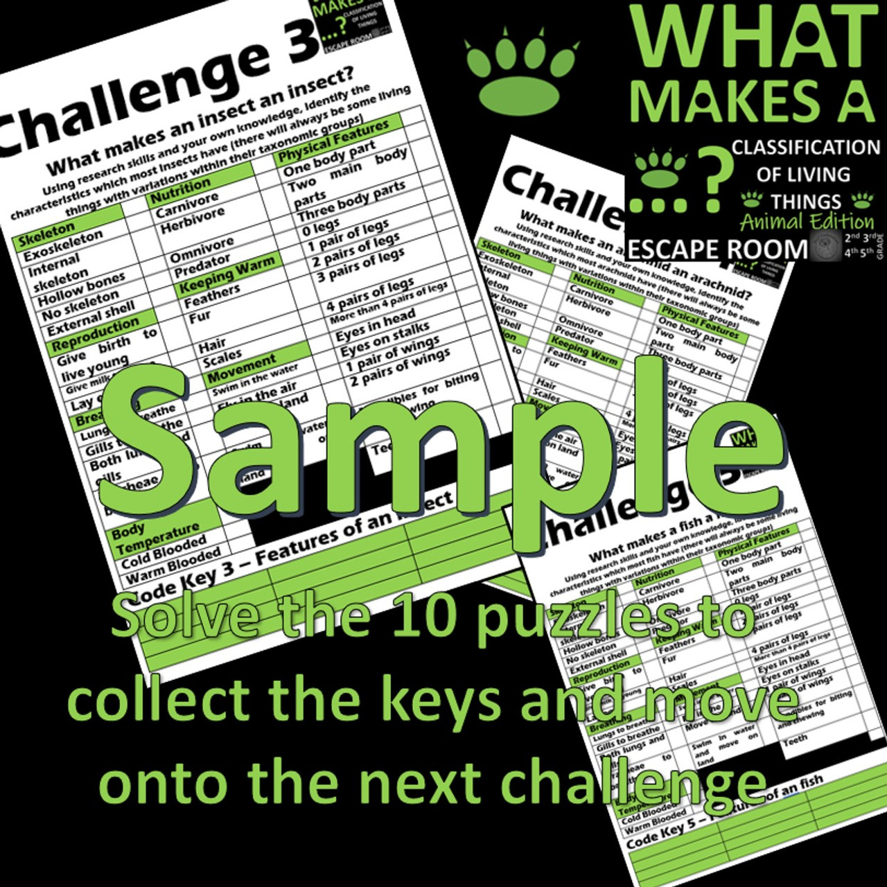 SCIENCE ESCAPE ROOM: Classification of Animals - 10 Challenges to solve