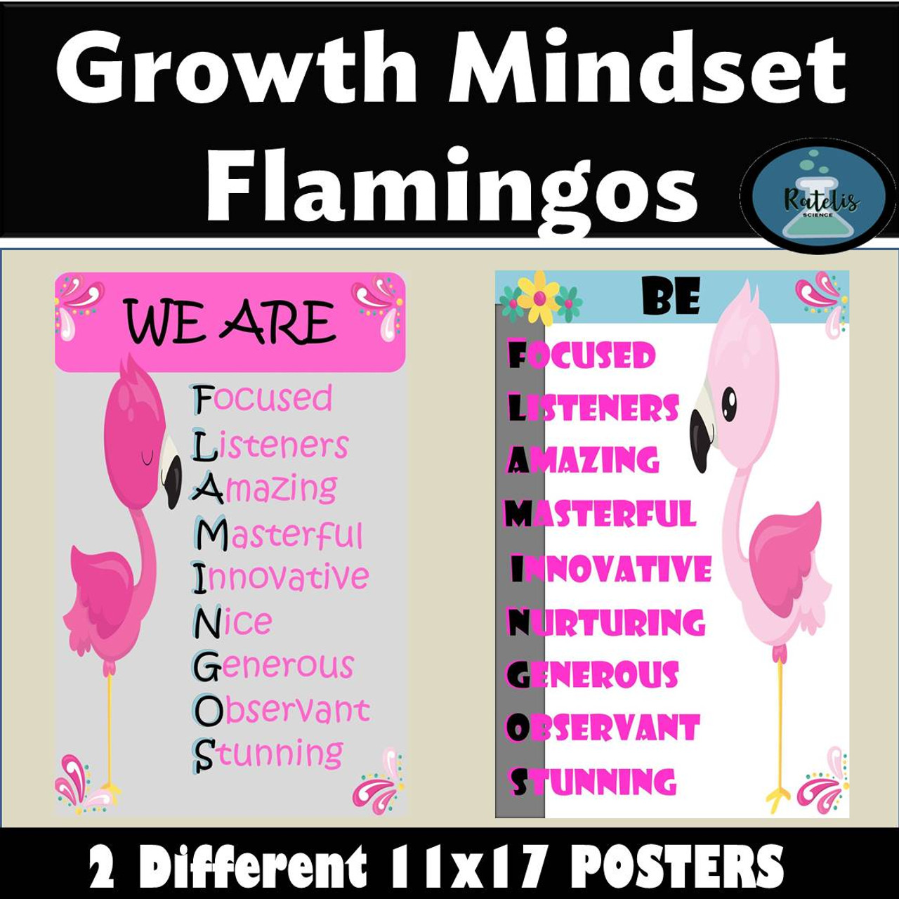 Flamingo Positive Adjectives Poster