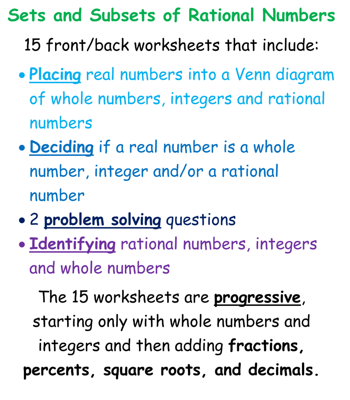 Subsets of Set of Real Numbers - Subsets of Real Numbers and Examples