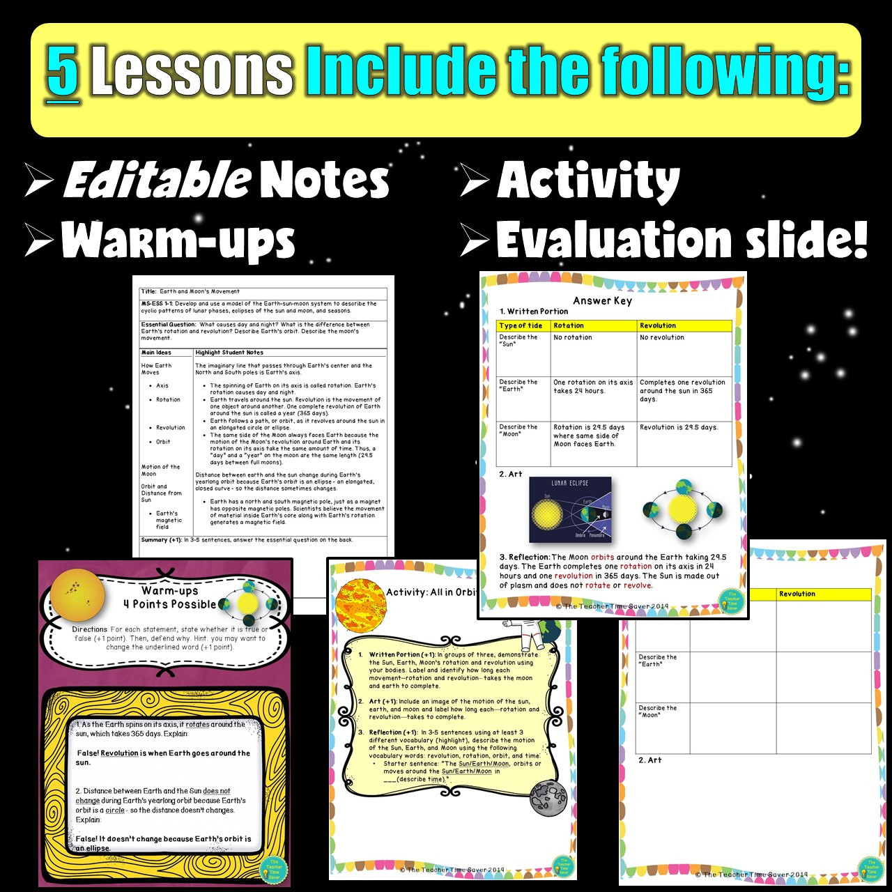 Earth Sun and Moon Space Unit Digital Notebook Bundle - Amped Up Learning