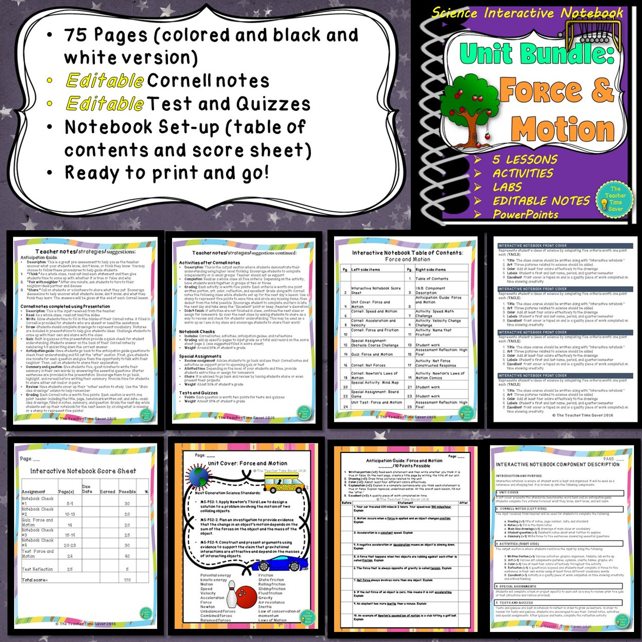 Force and Motion Notebook, Science Printable and Digital Bundle
