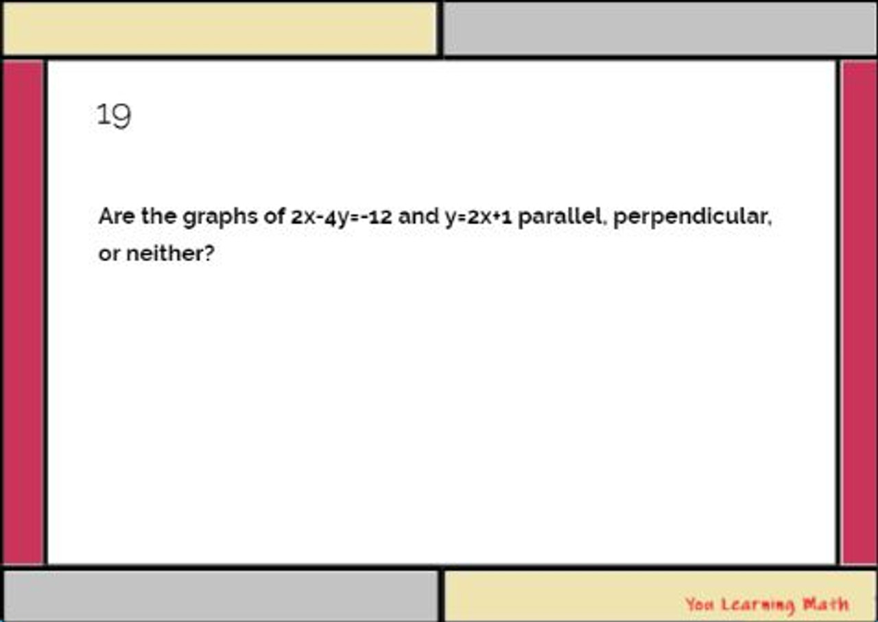 Parallel and Perpendicular Lines - 21 Task Cards 