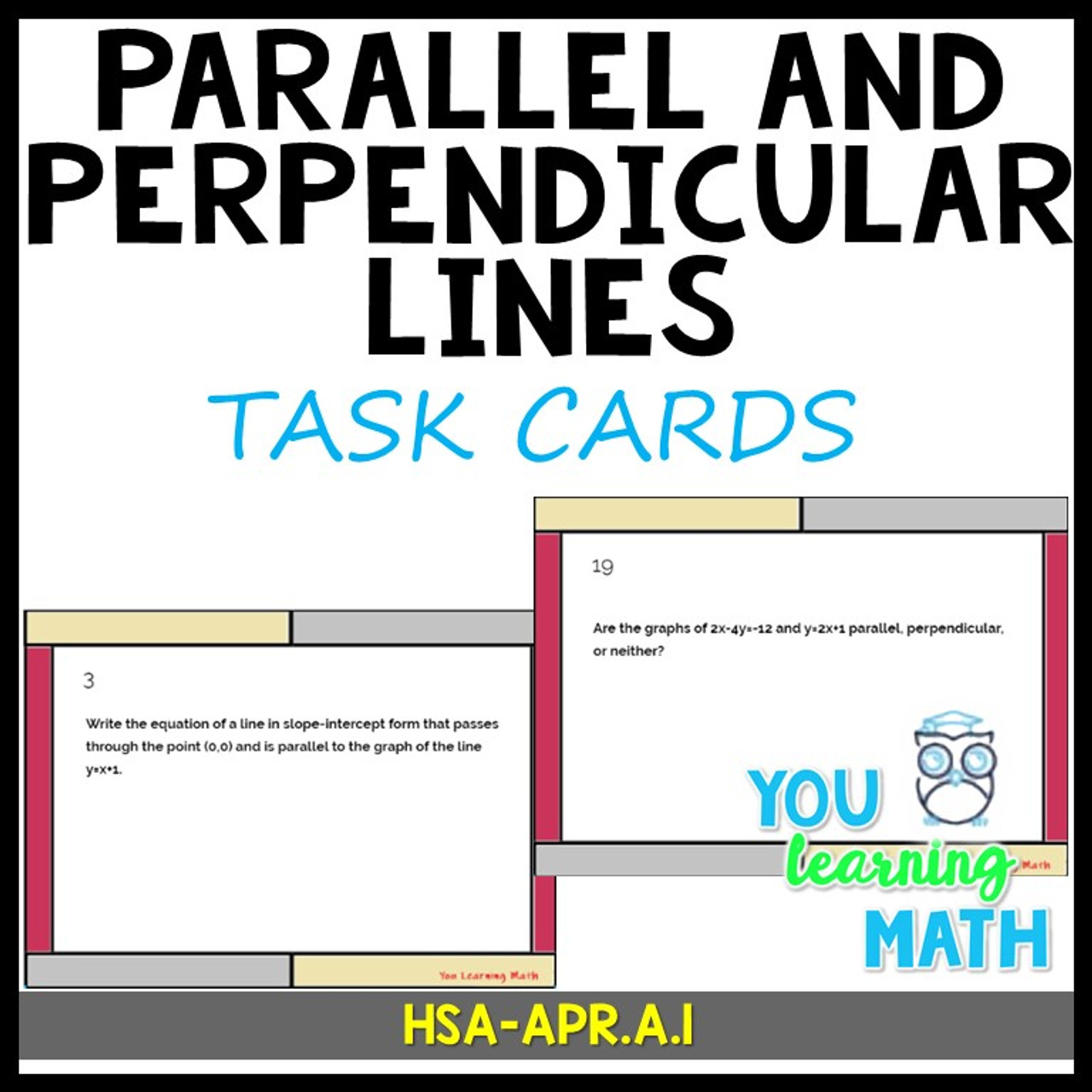 Parallel and Perpendicular Lines - 21 Task Cards 