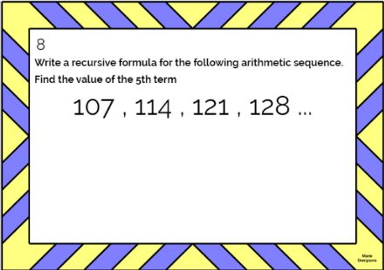 Arithmetic Sequences: Explicit and Recursive Formulas - 20 Task Cards ... image.