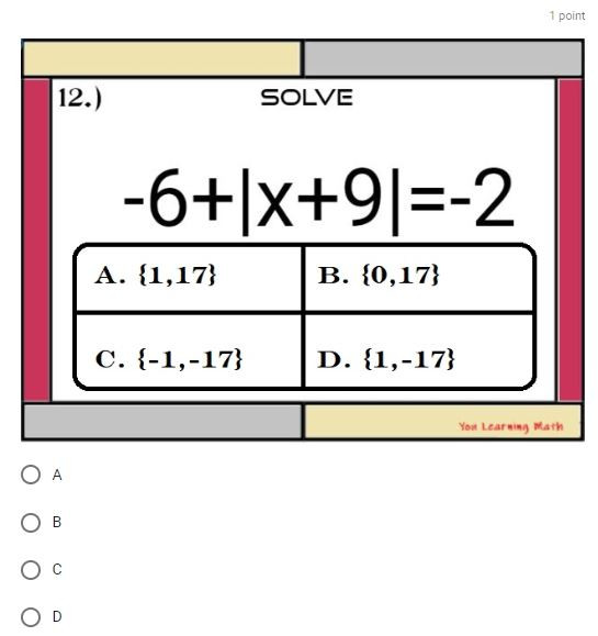 Solve Absolute Value Equations: Google Forms Quiz- 20 Problems - Amped ...
