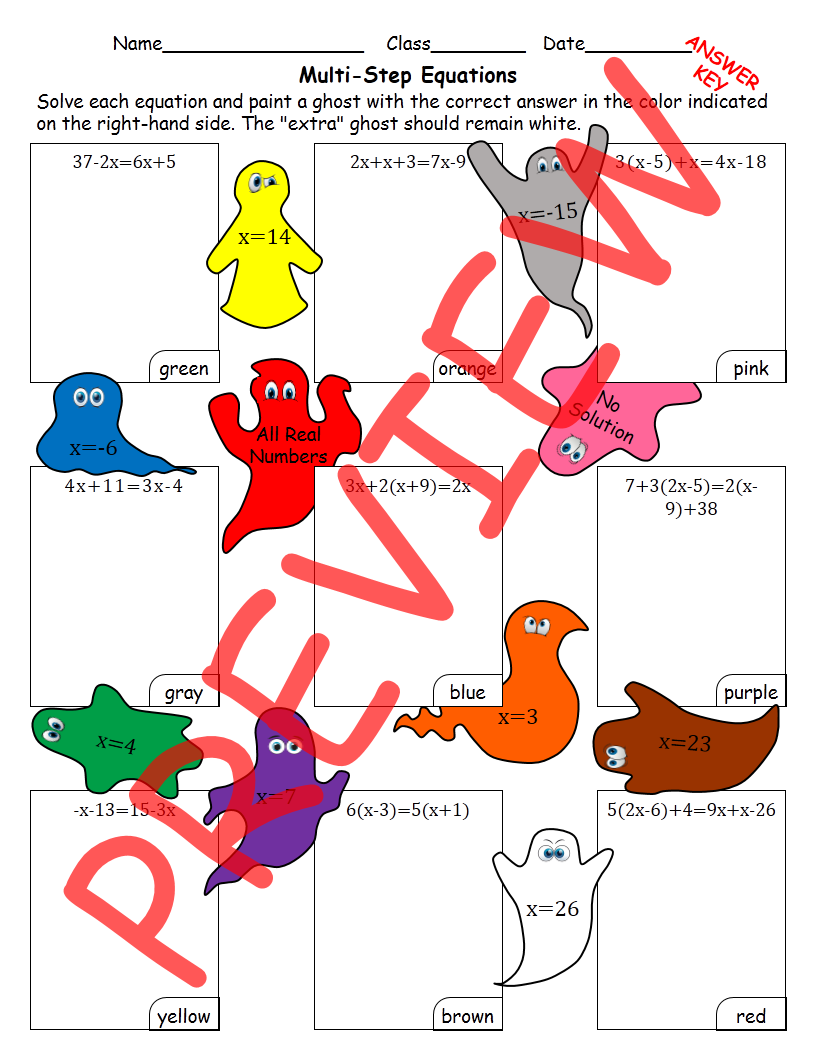 Solving Multi-Step Equations Halloween