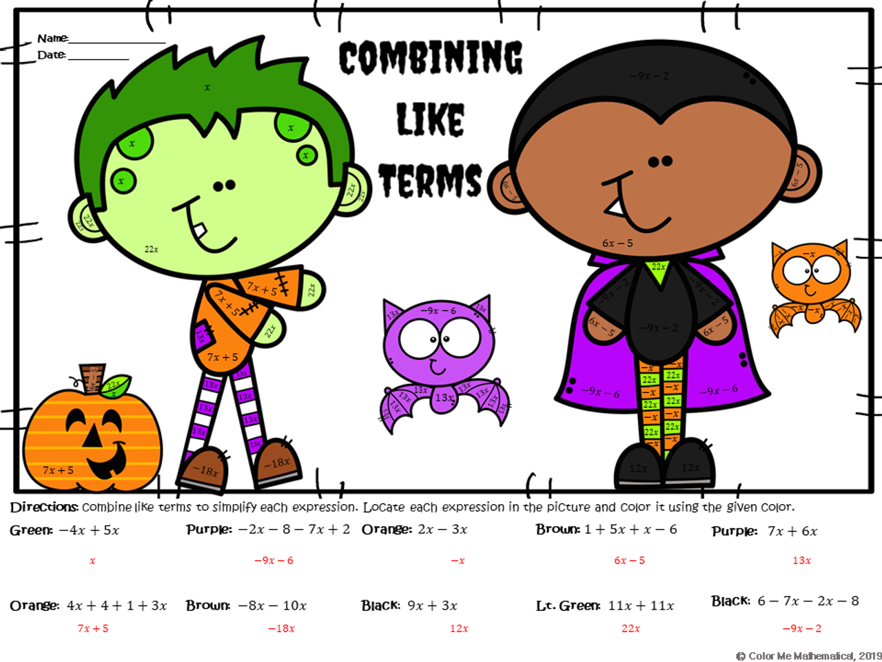 HALLOWEEN Basic Algebra BUNDLE!! - Amped Up Learning