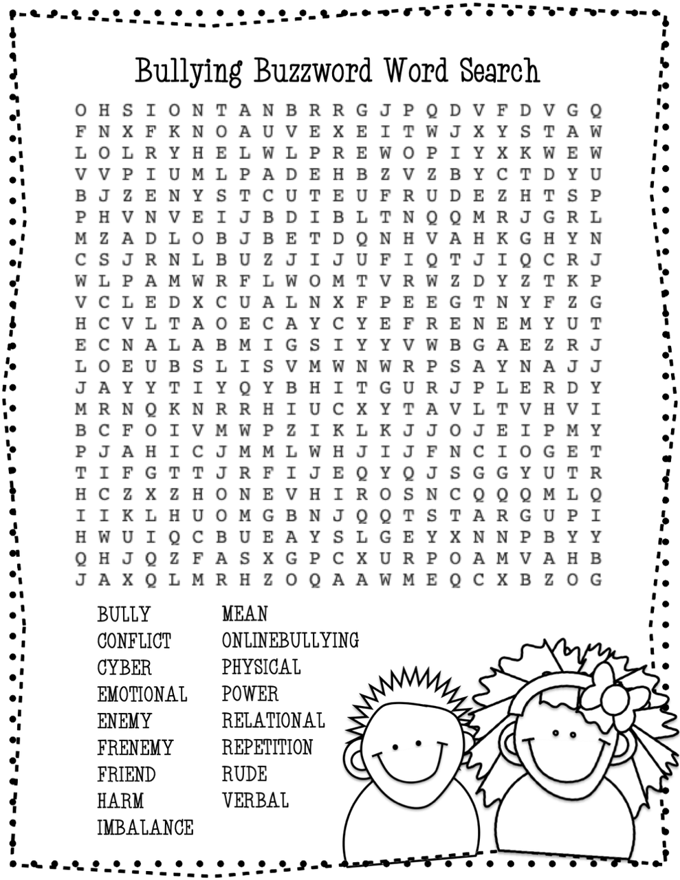 bullying prevention word search