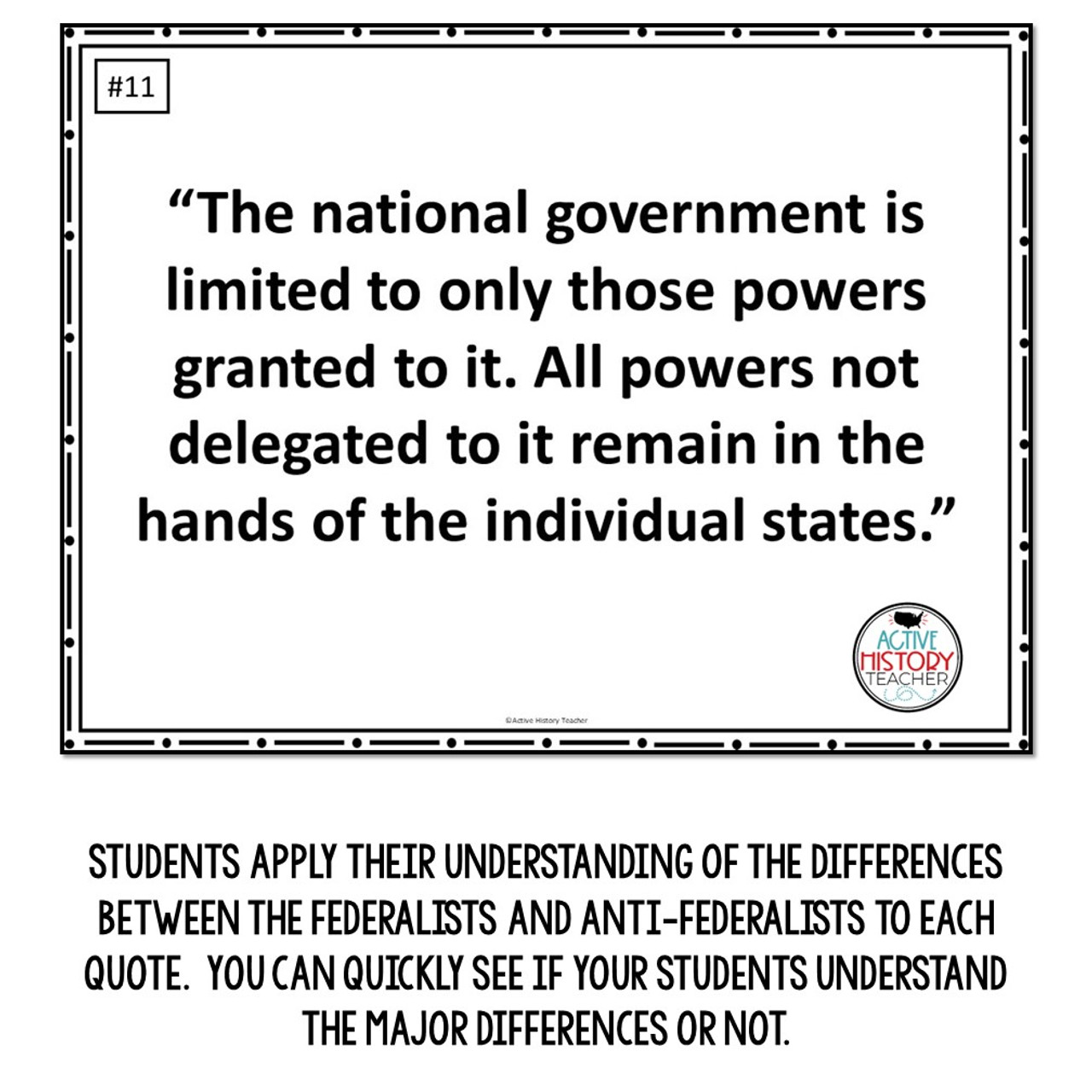 Federalist vs. Anti-Federalist Quote Throw Down plus exit ticket