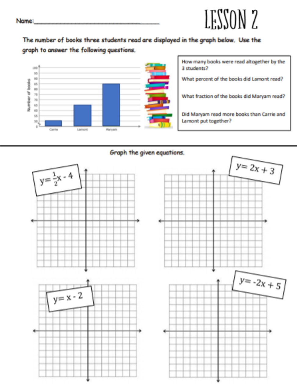 13 Assignments covering Data, Proportions, Percents & Equations (grade7)
