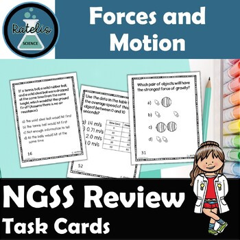 Forces and Motion Review Task Cards NGSS Physical Science 64 Questions ...