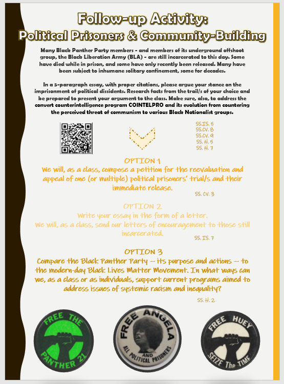Black Panther Party 10-Point Program Analysis Activity & Graphic ...