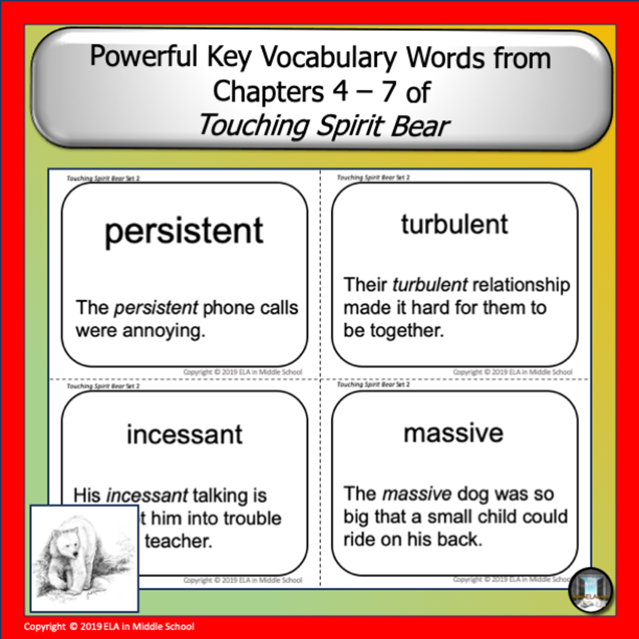 Touching Spirit Bear Vocabulary Flashcards Set 2