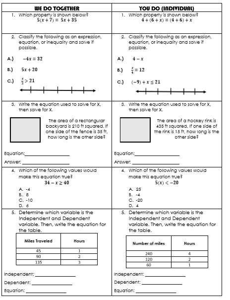 Mid-Year Spiral Review- Review Notes and Assignment
