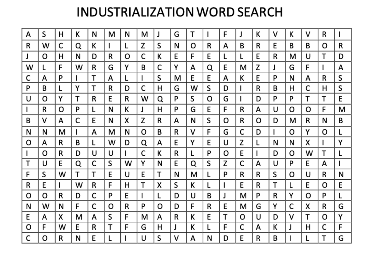 Industrialization Word Search - Amped Up Learning