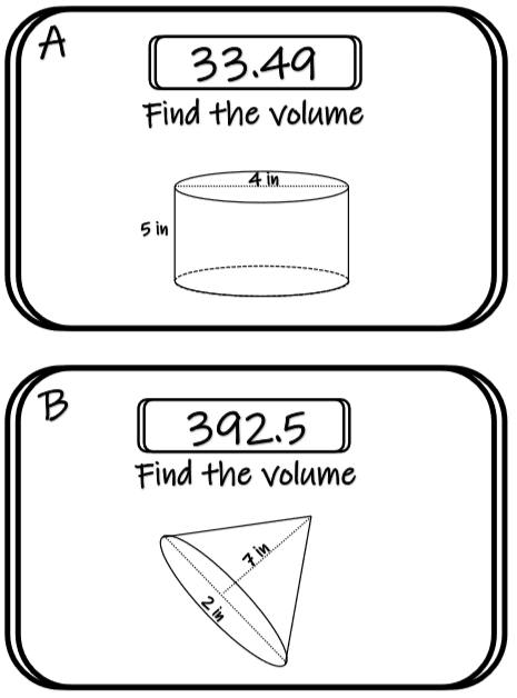 Finding the Volume of Cylinders, Cones, and Spheres Scavenger Hunt