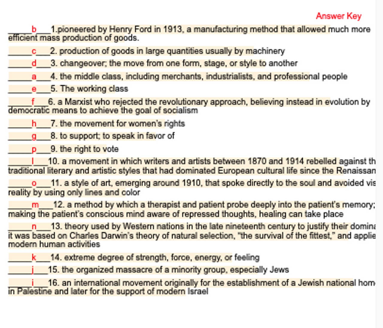 Industrial and Societal Changes Vocabulary Quiz - Amped Up ...