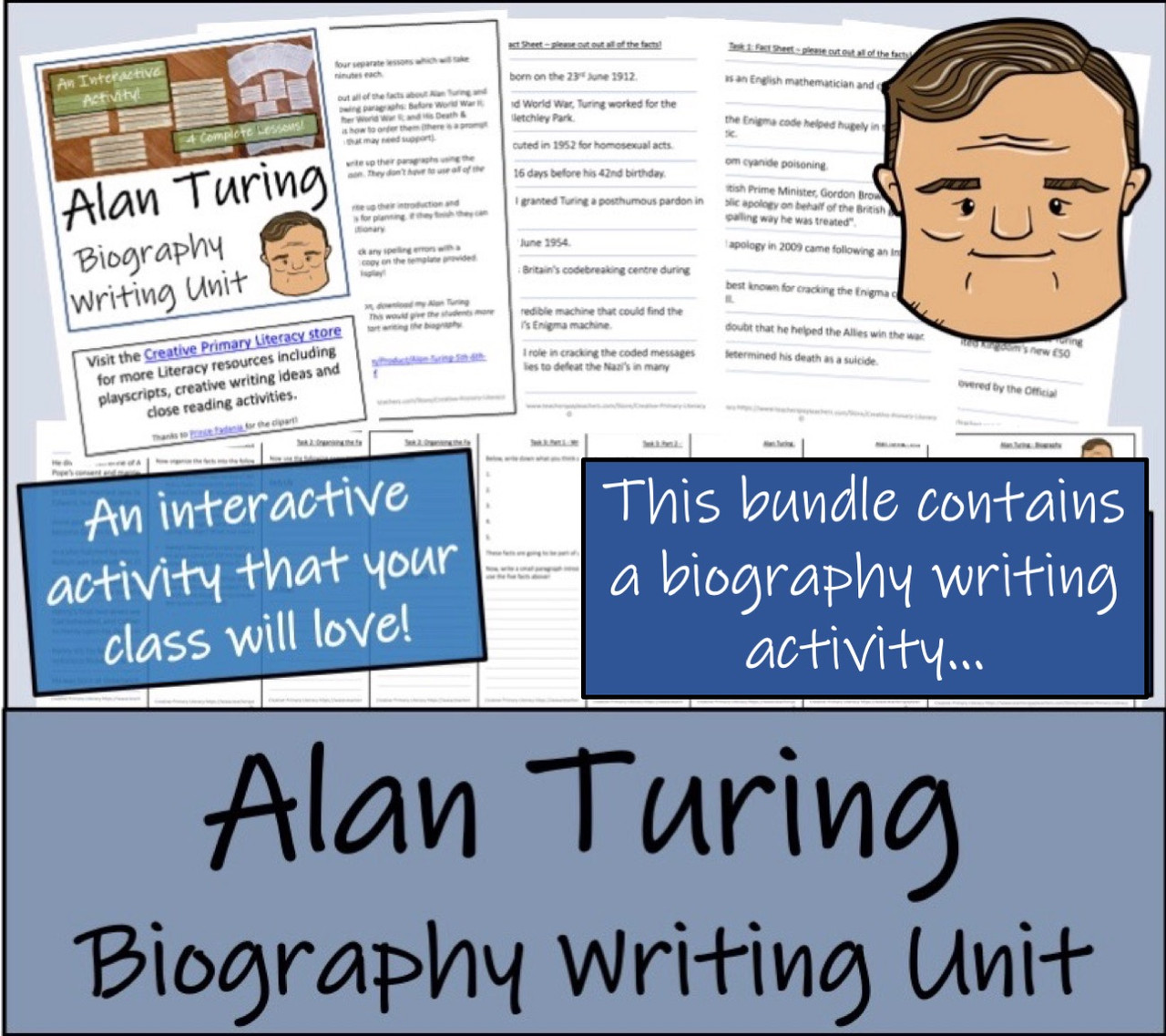 Alan Turing - 5th & 6th Grade Close Read & Biography Writing Bundle