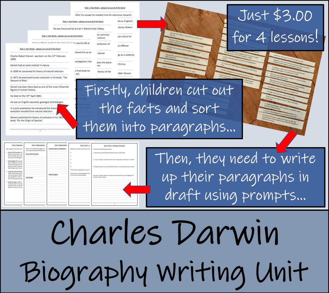Charles Darwin - 5th & 6th Grade Biography Writing Activity
