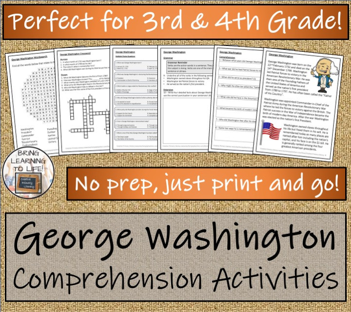 George Washington Close Reading Comprehension Activities | 3rd Grade ...