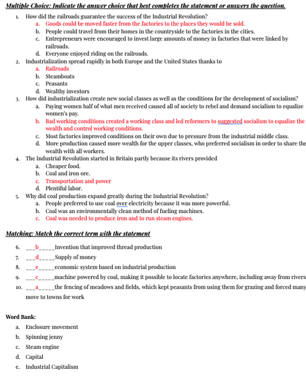 Industrial Revolution Quick Quiz Amped Up Learning