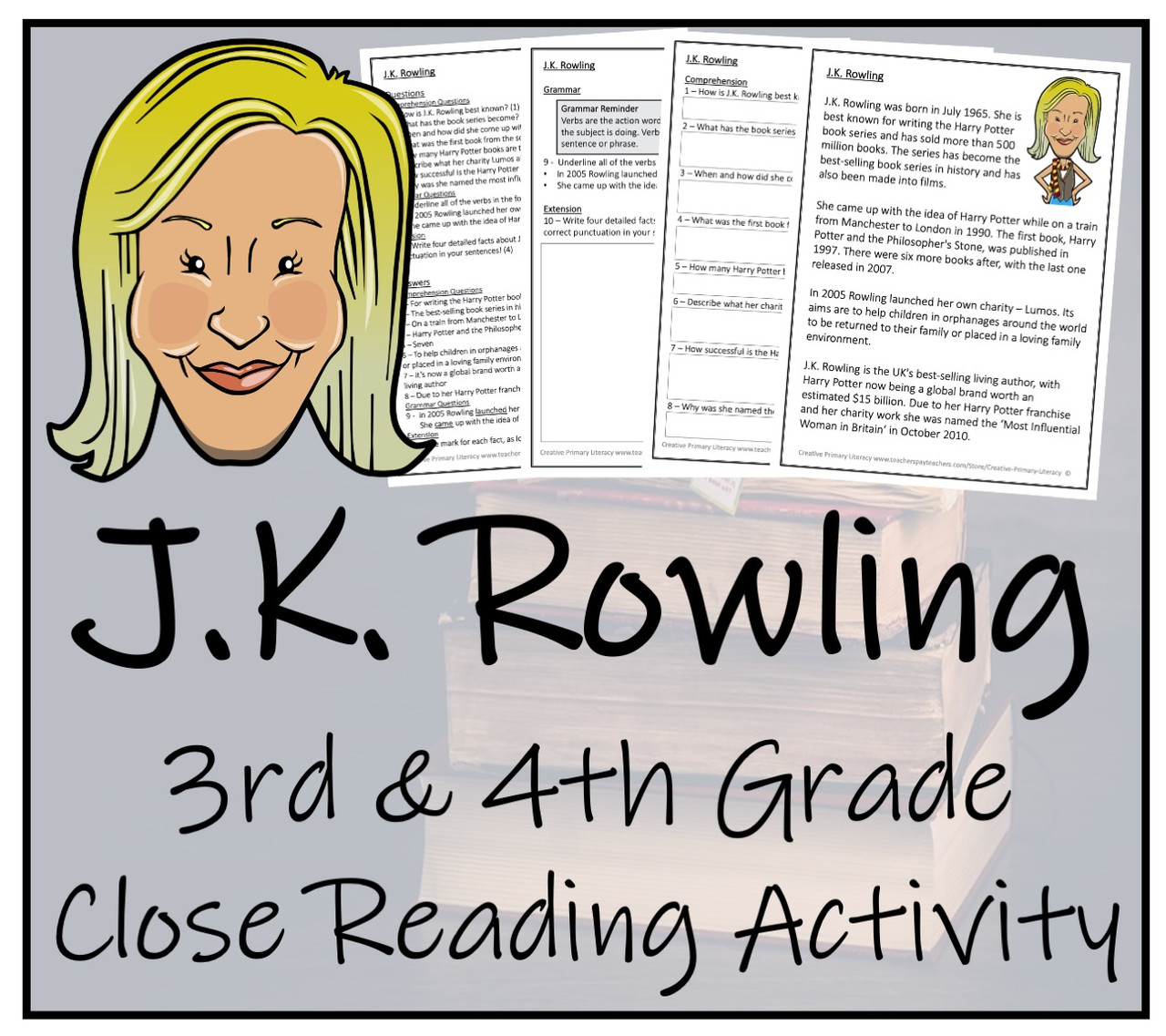 Reading　Activity　Close　Rowling　Amped　Up　4th　3rd　Grade　Grade　Learning