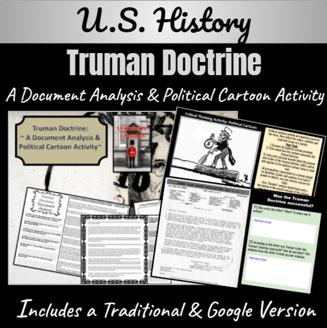 Truman Doctrine | Document Analysis/Political Cartoon Activity | Distance Learning