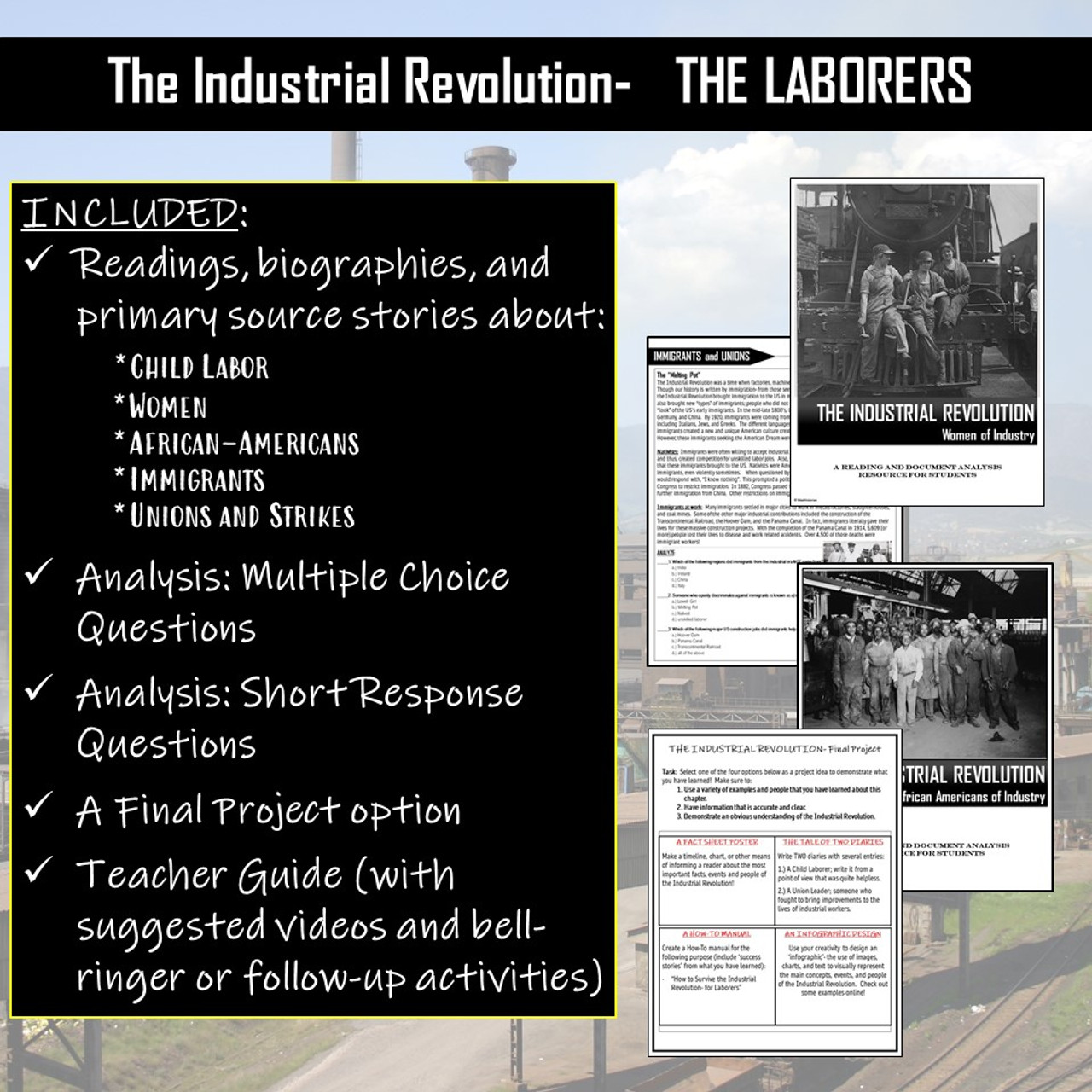 The Industrial Revolution Laborers: Reading Comprehension Unit Lessons!