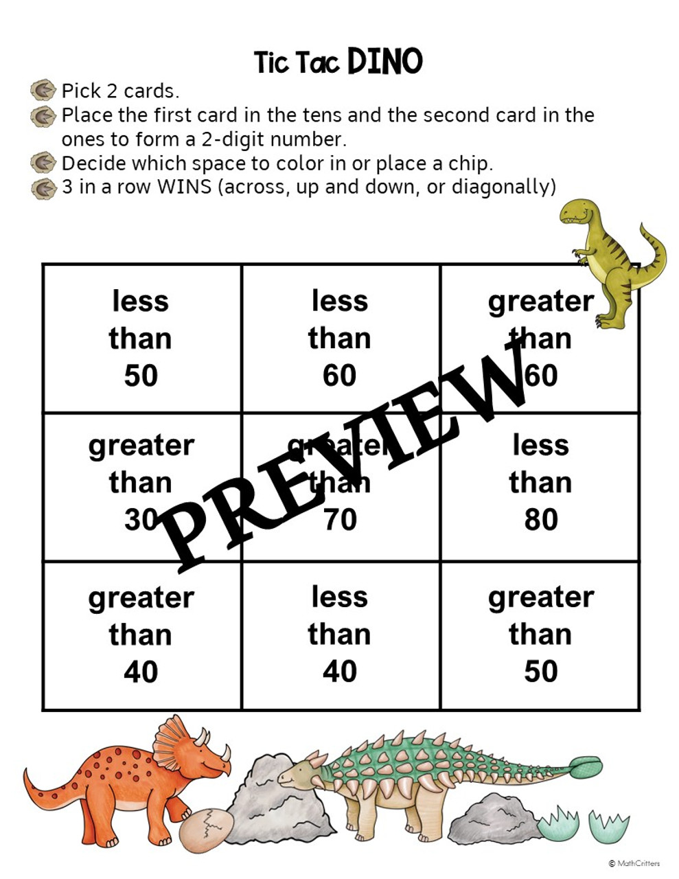 Math Center Games and Worksheets - 1st and 2nd Grade ...