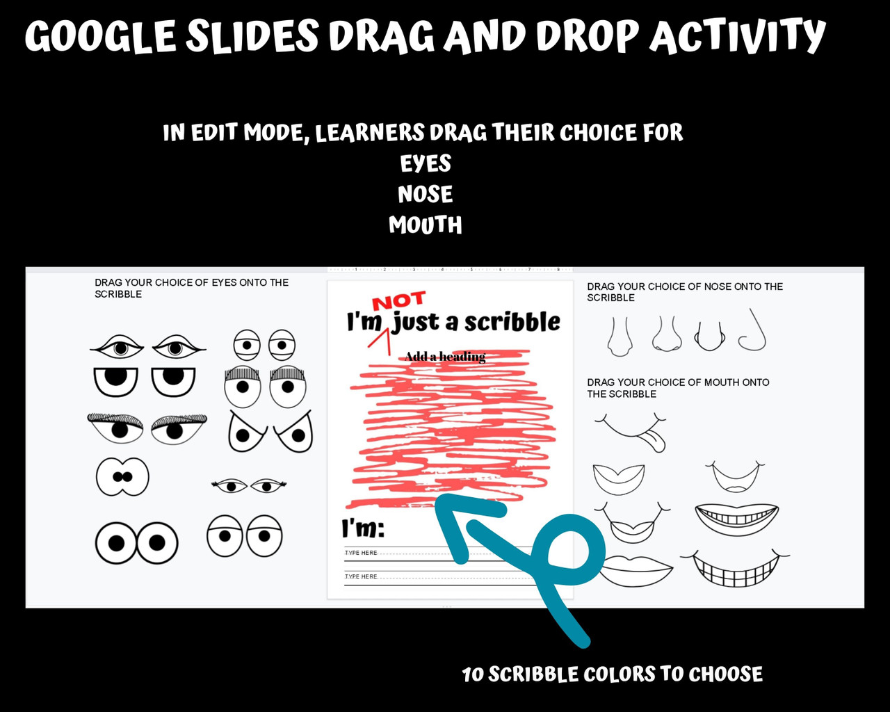 National Scribble Day Activities Drag & Drop Google Slides complete the picture