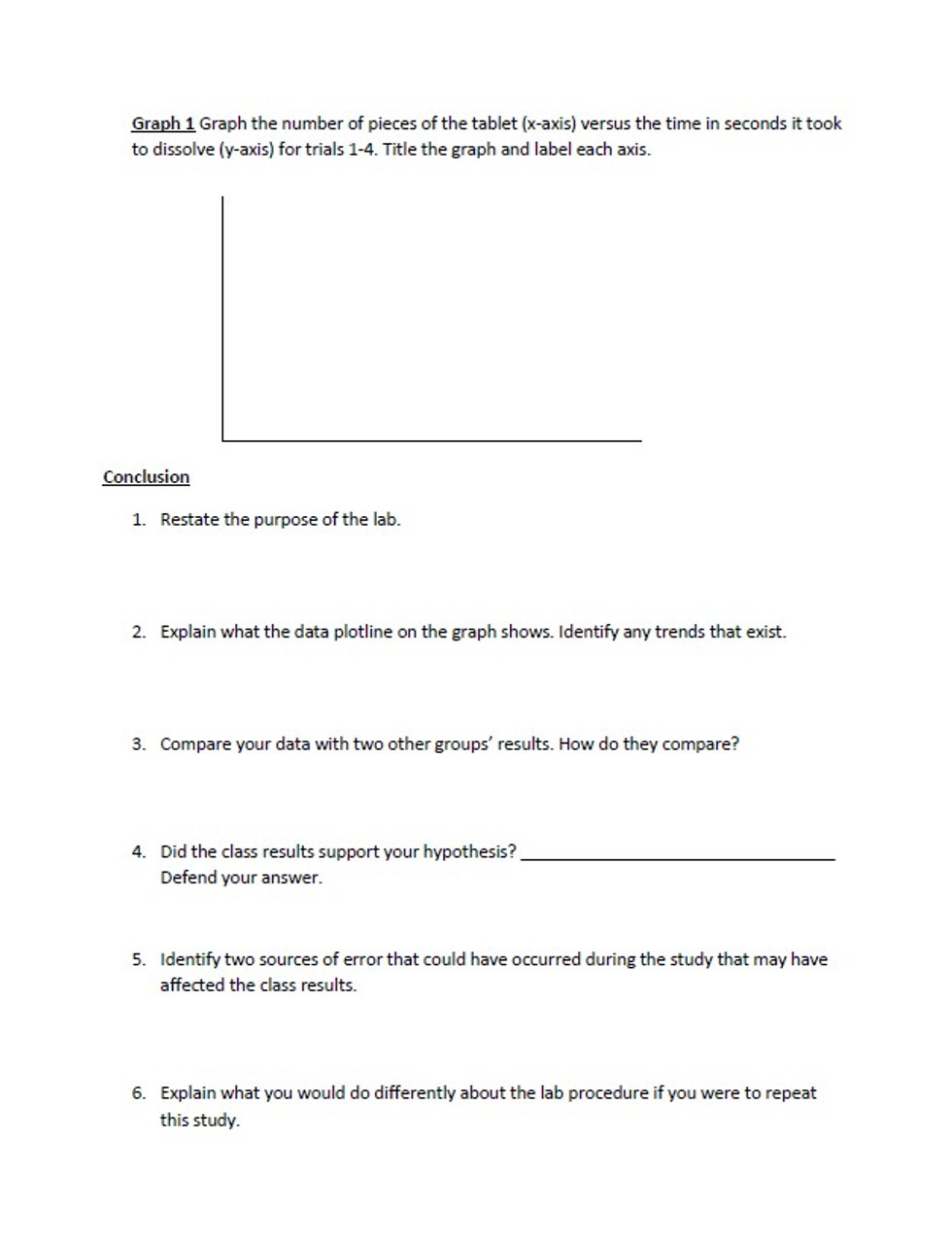 Alka-Seltzer Surface Area Rate of Reaction Lab