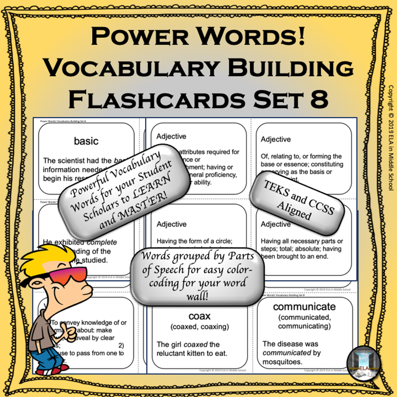 Power Words! Vocabulary Building Flashcards and Word Wall Set 8